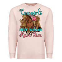 Pale Pink cowgirls just wanna have fun Premium Sweatshirt - Artiststas