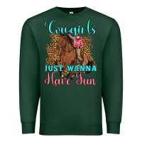 Sports Green cowgirls just wanna have fun Premium Sweatshirt - Artiststas
