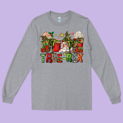 Tree Rex Coffee Cups Long Sleeve Tee Designed By Zillion Design Studio