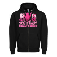 Black Boo Scare Away Breast Cancer Zipper Hoodie - texasbilliewilder
