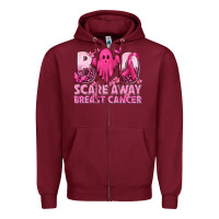 Burgundy Boo Scare Away Breast Cancer Zipper Hoodie - texasbilliewilder
