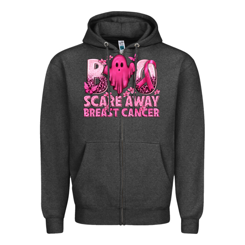 Boo Scare Away Breast Cancer Zipper Hoodie by texasbilliewilder | Teevron