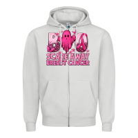 Dove Grey Boo Scare Away Breast Cancer Zipper Hoodie - texasbilliewilder