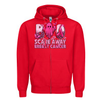 Red Boo Scare Away Breast Cancer Zipper Hoodie - texasbilliewilder