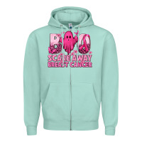 Seafoam Boo Scare Away Breast Cancer Zipper Hoodie - texasbilliewilder