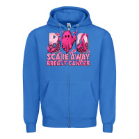 True Royal Boo Scare Away Breast Cancer Zipper Hoodie - texasbilliewilder