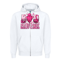 White Boo Scare Away Breast Cancer Zipper Hoodie - texasbilliewilder