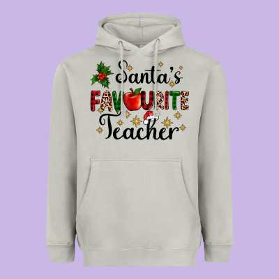 Santas Favourite Teacher Heavyweight Hoodie Designed By Adodesignshop