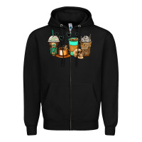 Black skeleton coffee cups Zipper Hoodie - Zillion Design Studio