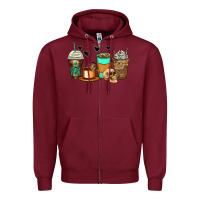 Burgundy skeleton coffee cups Zipper Hoodie - Zillion Design Studio