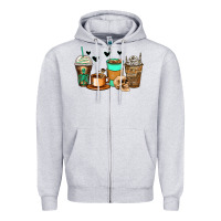 Heather Grey skeleton coffee cups Zipper Hoodie - Zillion Design Studio
