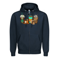 Navy skeleton coffee cups Zipper Hoodie - Zillion Design Studio
