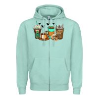 Seafoam skeleton coffee cups Zipper Hoodie - Zillion Design Studio