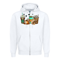White skeleton coffee cups Zipper Hoodie - Zillion Design Studio
