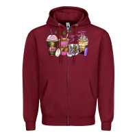 Burgundy weed coffee cups Zipper Hoodie - Zillion Design Studio