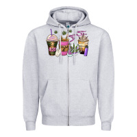Heather Grey weed coffee cups Zipper Hoodie - Zillion Design Studio