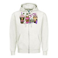 Oatmeal Heather weed coffee cups Zipper Hoodie - Zillion Design Studio