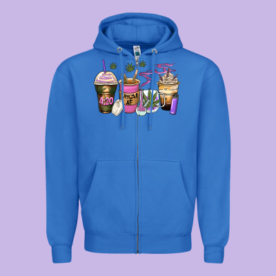 Weed Coffee Cups Zipper Hoodie Designed By Zillion Design Studio