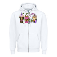 White weed coffee cups Zipper Hoodie - Zillion Design Studio