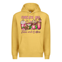 Antique Gold fueled by jesus and coffee Premium Hoodie - MaliasSmallBusiness