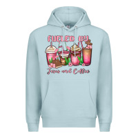 Blue Mist fueled by jesus and coffee Premium Hoodie - MaliasSmallBusiness