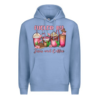 Colony Blue fueled by jesus and coffee Premium Hoodie - MaliasSmallBusiness