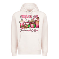 Pale Pink fueled by jesus and coffee Premium Hoodie - MaliasSmallBusiness