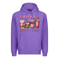 Purple fueled by jesus and coffee Premium Hoodie - MaliasSmallBusiness