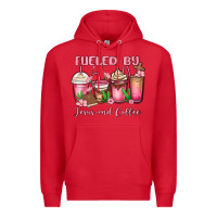 Red fueled by jesus and coffee Premium Hoodie - MaliasSmallBusiness