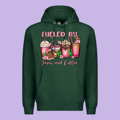Fueled By Jesus And Coffee Premium Hoodie Designed By Maliassmallbusiness