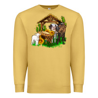 Antique Gold jesus holy night cows and sunflowers Premium Sweatshirt - AdoDesignShop