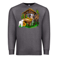 Charcoal Heather jesus holy night cows and sunflowers Premium Sweatshirt - AdoDesignShop