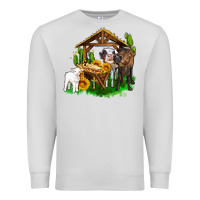 Dove Grey jesus holy night cows and sunflowers Premium Sweatshirt - AdoDesignShop