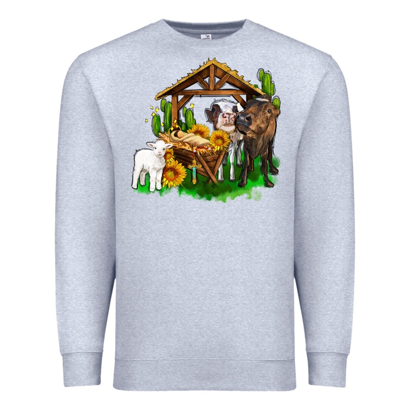 Jesus Holy Night Cows And Sunflowers Premium Sweatshirt by AdoDesignShop | Teevron