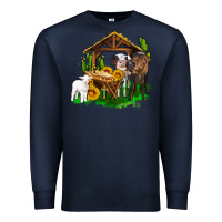 Navy jesus holy night cows and sunflowers Premium Sweatshirt - AdoDesignShop