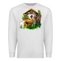 Oatmeal Heather jesus holy night cows and sunflowers Premium Sweatshirt - AdoDesignShop