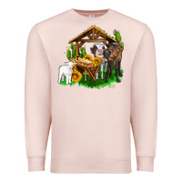 Pale Pink jesus holy night cows and sunflowers Premium Sweatshirt - AdoDesignShop