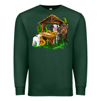 Sports Green jesus holy night cows and sunflowers Premium Sweatshirt - AdoDesignShop