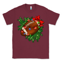 Burgundy american football christmas with lights and ribbon Classic Tee - FaDigitalArtStudio