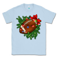 Dusty Blue american football christmas with lights and ribbon Classic Tee - FaDigitalArtStudio