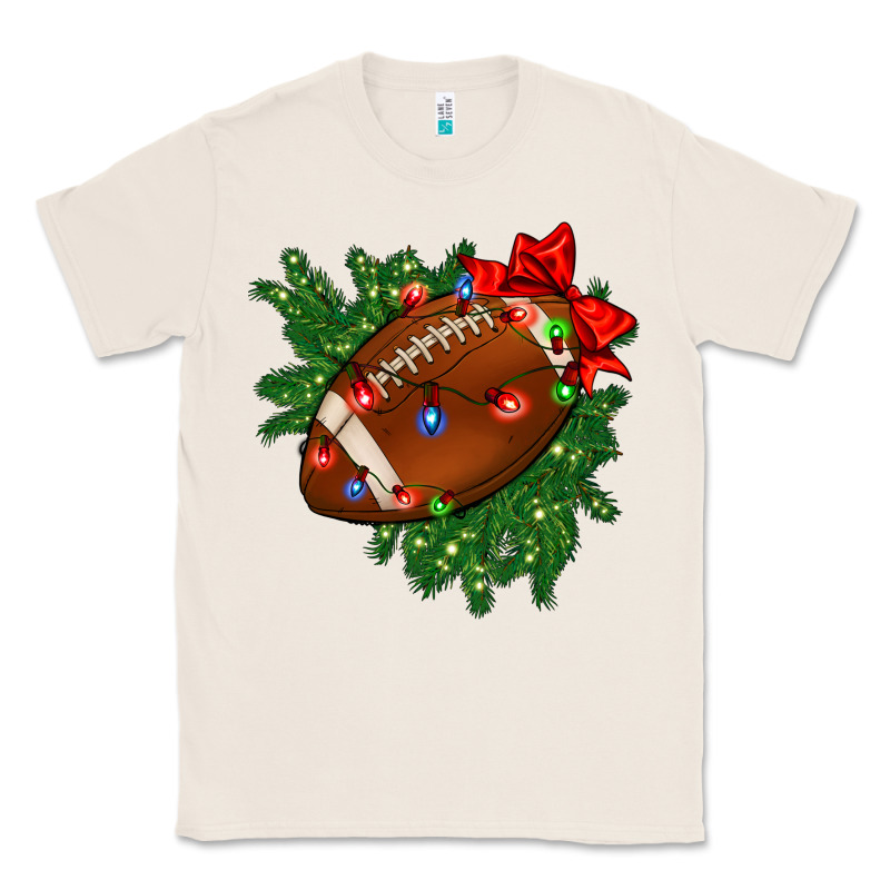 American Football Christmas With Lights And Ribbon Classic Tee by FaDigitalArtStudio | Teevron