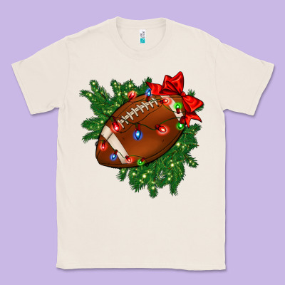 American Football Christmas With Lights And Ribbon Classic Tee Designed By Fadigitalartstudio
