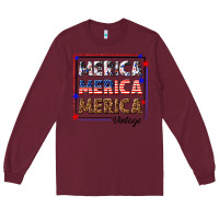 Burgundy merica merica merica vintage Long Sleeve Tee - texasbilliewilder