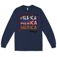 Navy merica merica merica vintage Long Sleeve Tee - texasbilliewilder