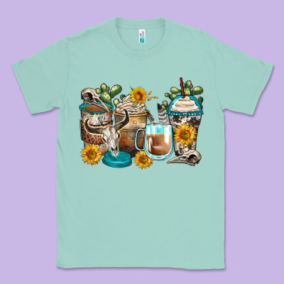 Bull Skull Coffee Cups Classic Tee Designed By Zillion Design Studio