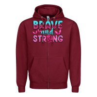 Burgundy Brave and Strong Zipper Hoodie - texasbilliewilder