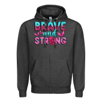 Charcoal Heather Brave and Strong Zipper Hoodie - texasbilliewilder