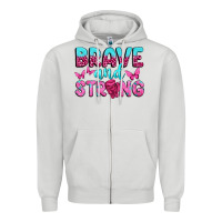 Dove Grey Brave and Strong Zipper Hoodie - texasbilliewilder