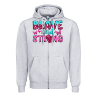 Heather Grey Brave and Strong Zipper Hoodie - texasbilliewilder