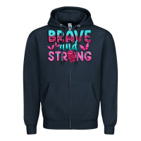 Navy Brave and Strong Zipper Hoodie - texasbilliewilder